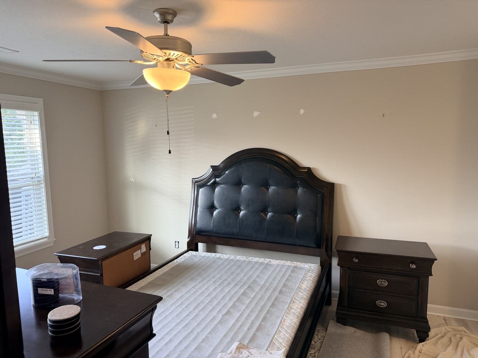 Bedroom walls prepared for interior painting