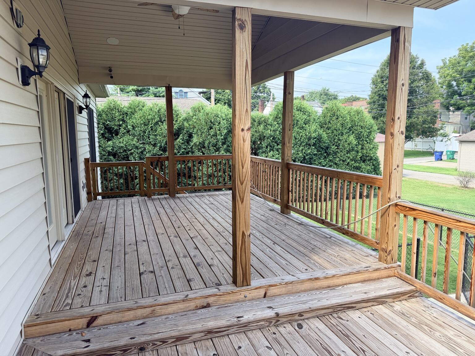 Stairs and railing before deck staining